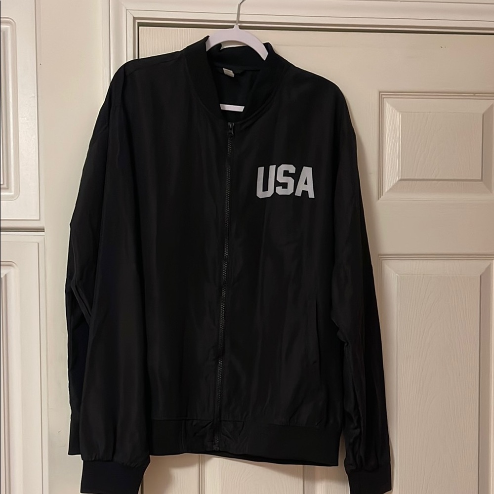 Black USA Zip-Up Jacket